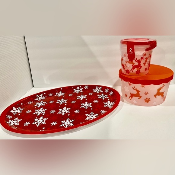 🦌Holiday 4Pc Bundle- Red Snowflake/ Reindeer Design NWT - Picture 2 of 13